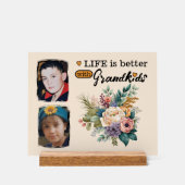 2 kleinkinderen foto bloemig sinaasappel acryl bord (Voorkant)