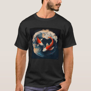2 Koi Vis zwemmen in een Japanse golf Pullo T-shirt