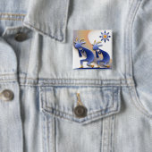 2 Kokopelli #128 Vierkante Button 5,1 Cm (In situ)