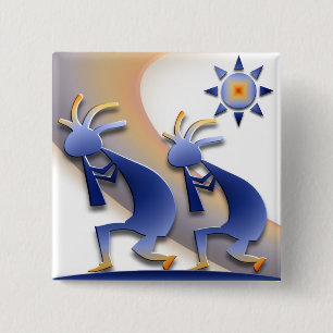 2 Kokopelli #128 Vierkante Button 5,1 Cm