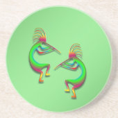 2 Kokopelli #88 Zandsteen Onderzetter (Voorkant)