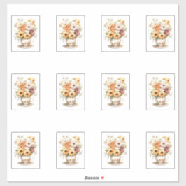 2 kopje bloemen sticker