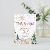 2 Kor 9:15 Bedankt zij met God de kerstwinterbijbe Briefkaart (Staand voorkant)