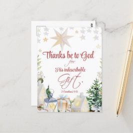 2 Kor 9:15 Dank zij God Kerstmis Winter Bijbel Briefkaart