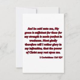 2 Korintiërs 12:9 Bijbel Schrift KJV Groet Kaart