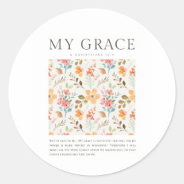 2 Korintiërs 12:9 Mijn genade is voldoende voor u Ronde Sticker