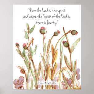 2 Korintiërs 3:17 Bijbel Schrift Wilde Bloemen Poster