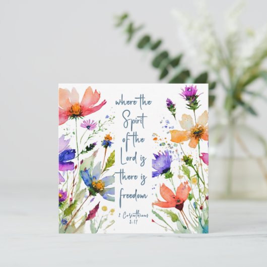 2 Korintiërs 3:17 Vrijheidsbijbelvers Platte Kaart (Staand voorkant)
