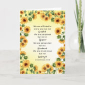 2 Korintiërs 4:8-9 Bijbelvers Zonnebloem Kaart (Voorkant)