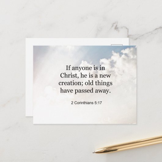 2 Korintiërs 5:17, Bijbelvers, Briefkaart (Voorkant / Achterkant in situ)