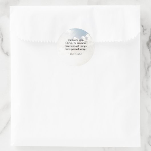 2 Korintiërs 5:17, Bijbelvers, Ronde Sticker (Tas)