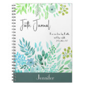 2 Korintiërs 5:7 - Blauw Groen Bloemen Geloof Gebe Notitieboek (Voorkant)
