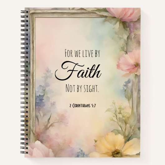 2 Korintiërs 5:7 Christelijke Bijbelverzen Notitieboek (Voorkant)