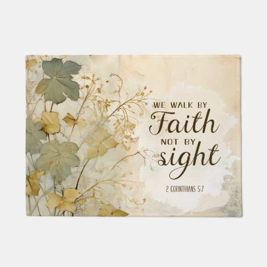 2 Korintiërs 5:7 We lopen door geloof Bijbel Verse Deurmat (Voorkant)