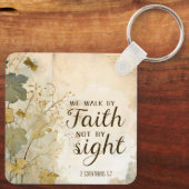 2 Korintiërs 5:7 We lopen door geloof Bijbel Verse Sleutelhanger (Achterkant)