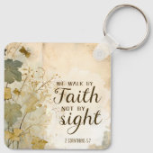 2 Korintiërs 5:7 We lopen door geloof Bijbel Verse Sleutelhanger (Achterkant)