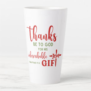 2 Korintiërs 9:15 Bedankt zij met de Schrift Latte Mok