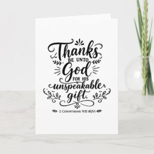 2 Korintiërs 9:15 Bijbelvers Hand Lettering Kerstm Bedankkaart