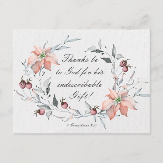 2 Korintiërs 9:15 Dank zij God Kerstmis Briefkaart (Voorkant)