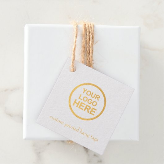 2" Kraft Custom Square Hang Labels met String (Met doos)