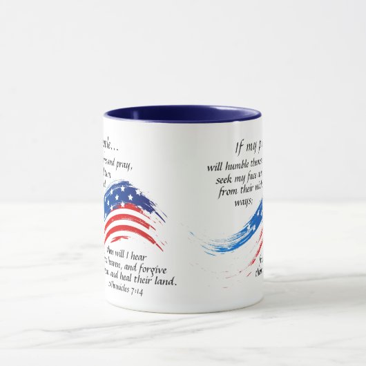 2 Kronieken 7:14 Gebed, Amerikaanse vlag Mok (Midden)