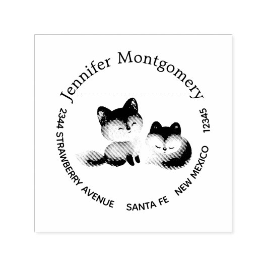 2 Kute Little Foxes Waterverf Design Zelfinktende Stempel (Design)