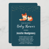 2 Kute Little Red Foxes Baby shower Kaart (Voorkant / Achterkant)