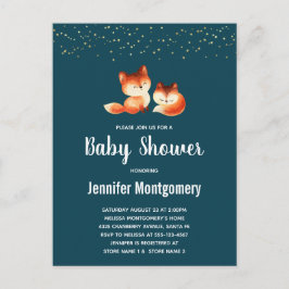 2 Kute Little Red Foxes Baby shower Uitnodiging Briefkaart