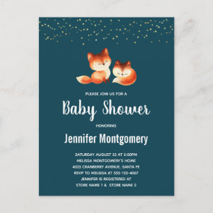 2 Kute Little Red Foxes Baby shower Uitnodiging Briefkaart