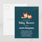 2 Kute Little Red Foxes Baby shower Uitnodiging Briefkaart (Voorkant / Achterkant)