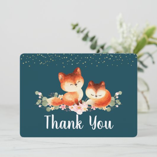 2 Kute Little Red Foxes Bedankt (Staand voorkant)