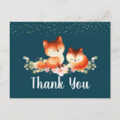 2 Kute Little Red Foxes Bedankt Briefkaart (Voorkant)