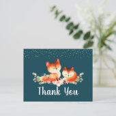 2 Kute Little Red Foxes Bedankt Briefkaart (Staand voorkant)