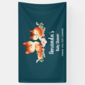 2 Kute Little Red Foxes Waterverf Baby shower Spandoek (Verticaal)