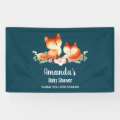 2 Kute Little Red Foxes Waterverf Baby shower Spandoek (Horizontaal)