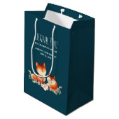 2 Kute Little Red Foxes Waterverf Bedankt Medium Cadeauzakje (Achterkant Gekanteld)