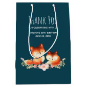 2 Kute Little Red Foxes Waterverf Bedankt Medium Cadeauzakje (Voorkant)