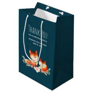 2 Kute Little Red Foxes Waterverf Bedankt Medium Cadeauzakje