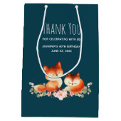2 Kute Little Red Foxes Waterverf Bedankt Medium Cadeauzakje (Achterkant)