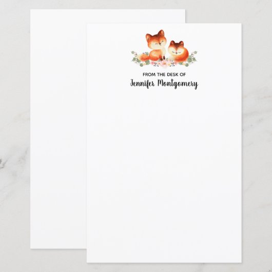 2 Kute Little Red Foxes Waterverf Design (Voorkant / Achterkant)