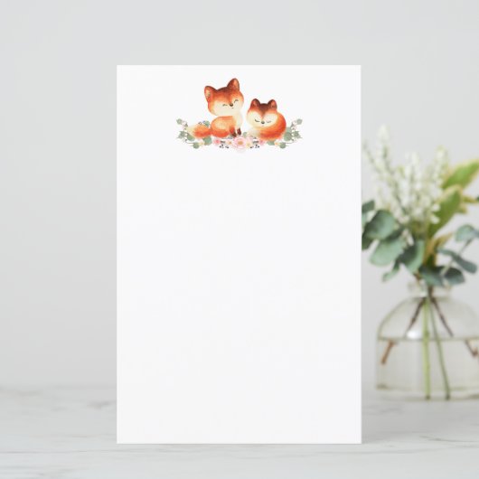 2 Kute Little Red Foxes Waterverf Design (Staand voorkant)