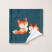 2 Kute Little Red Foxes Waterverf Design Bad Handdoek (Wasdoekje)
