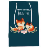 2 Kute Little Red Foxes Waterverf Design Birthday Medium Cadeauzakje (Voorkant)