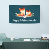 2 Kute Little Red Foxes Waterverf Design Birthday Spandoek (Beurs)