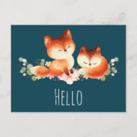 2 Kute Little Red Foxes Waterverf Design