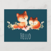2 Kute Little Red Foxes Waterverf Design Briefkaart (Voorkant)