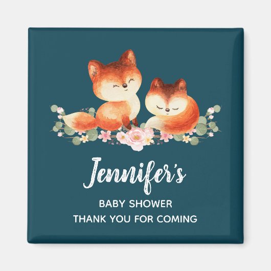 2 Kute Little Red Foxes Waterverf Design Favor Magneet (Voorkant)