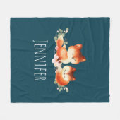 2 Kute Little Red Foxes Waterverf Design Fleece Deken (Voorkant (Horizontaal))