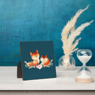 2 Kute Little Red Foxes Waterverf Design Fotoplaat