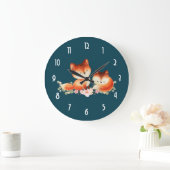 2 Kute Little Red Foxes Waterverf Design Grote Klok (Huis)